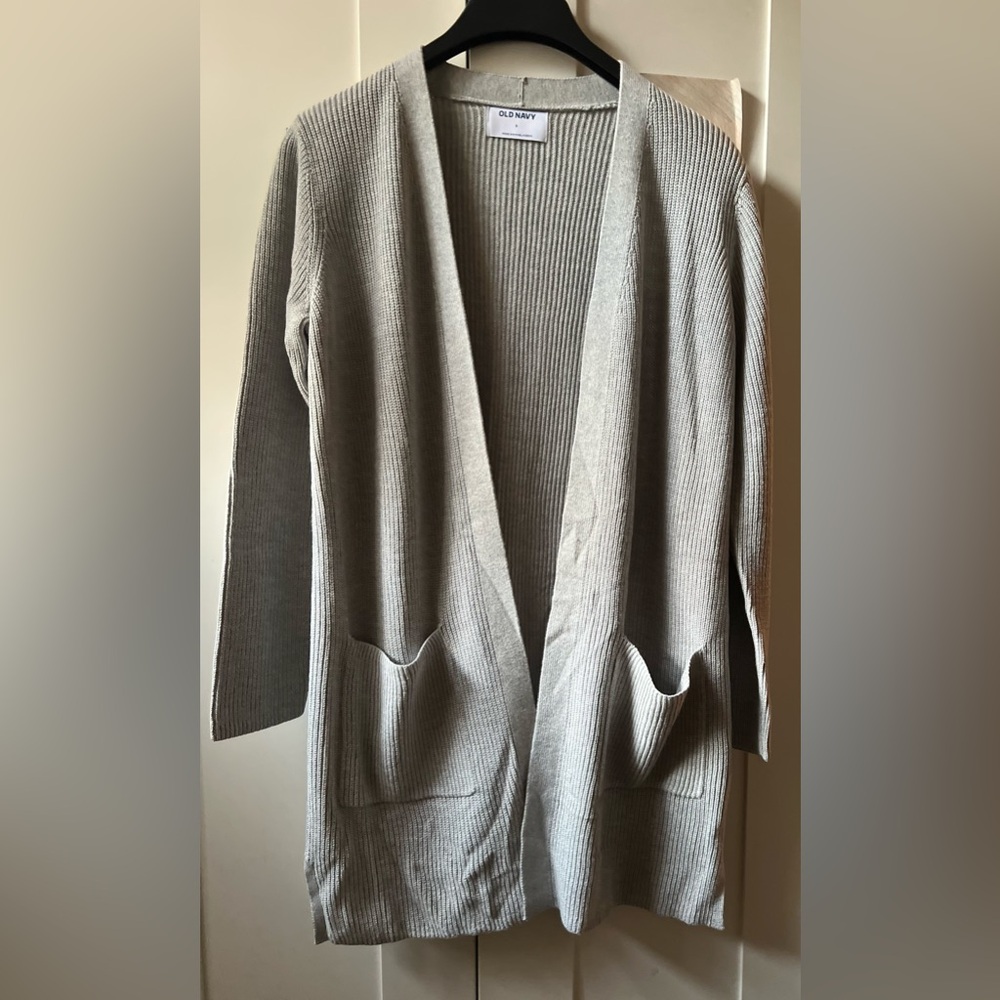 Old Navy Grey Long Ribbed Cardigan